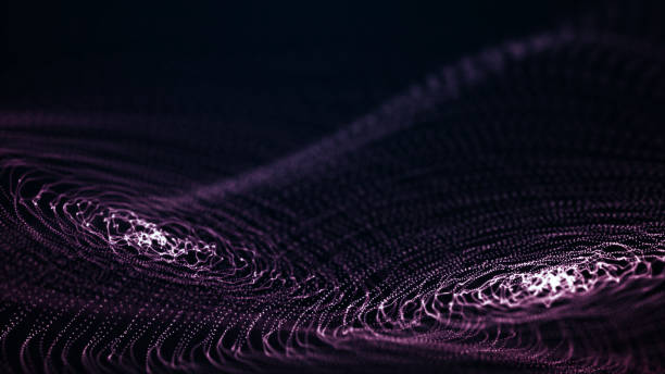 istock Abstract circle blue wave with moving dots. Flow of particles. Cyber technology illustration. 3d rendering 1347068462