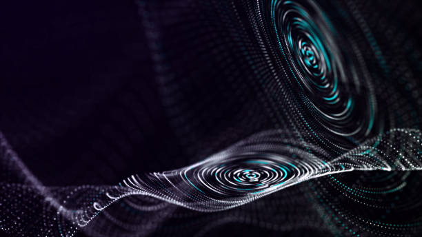 istock Abstract circle blue wave with moving dots. Flow of particles. Cyber technology illustration. 3d rendering 1347068471