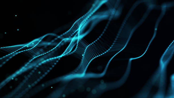 istock Science background with DNA. Futuristic dynamic wave. Abstract background with connection dots and lines. Technology illustration. 3d rendering. 1347068478