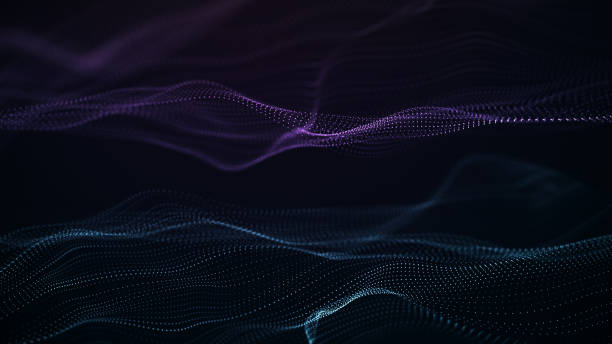 istock Abstract background with glowing particles. Digital moving wave. Futuristic illustration with explosion of data. 3d rendering. 1347068545