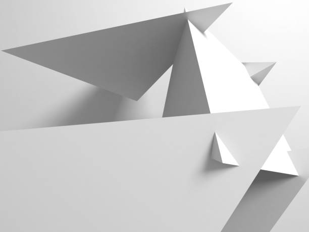 istock Abstract white geometric installation with soft shadows 1347071125