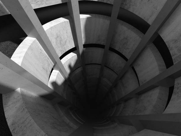 istock Spiral ramp interior. Dark abstract architecture background. 3d 1347071135