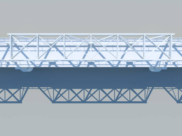 istock Modern truss bridge model over gray background, top view, 3d 1347071141