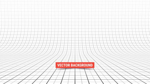 Studio backdrop with mesh. Curved perspective grid with major and minor lines. Studio backdrop with mesh. Curved perspective grid with major and minor lines. Vector illustration process plate stock illustrations