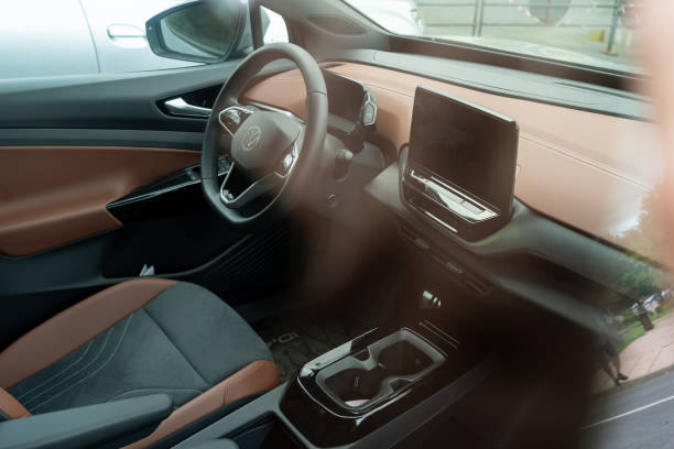 2021 Grey Volkswagen ID4 interior view stock photo
