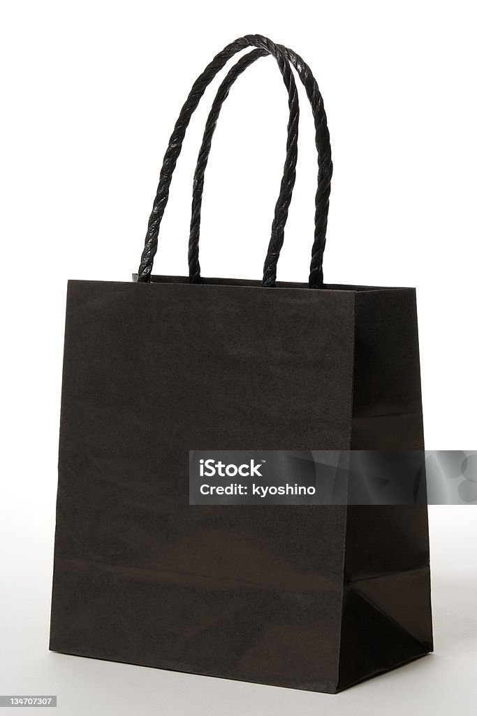 絶縁ショットのブランク、黒の白い背景の上のショッピングバッグ - からっぽのロイヤリティフリーストックフォト