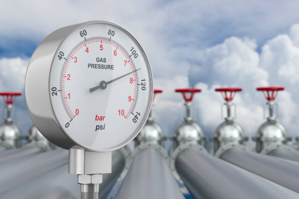 manometer and row pipelines. transit resources. 3d illustration - nord stream 個照片及圖片檔