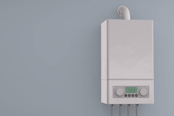 istock boiler gas heater water on wall. 3D illustration 1347074645