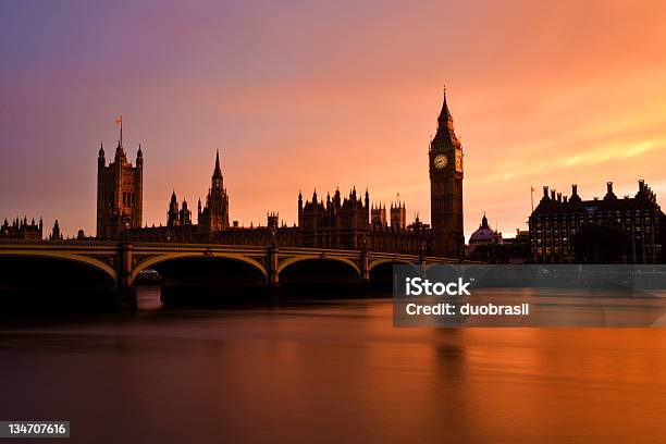 Big Ben And Westminster Bridge Stock Photo - Download Image Now - Big Ben, Purple, Sunset