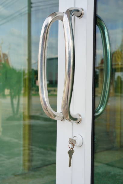 istock Door Handles on a Glass 1347083195