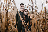 Couple in Halloween costumes