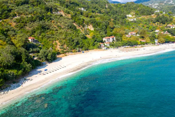 Famous beach of Papa Nero in Agios Ioannis, Pelion, Greece.