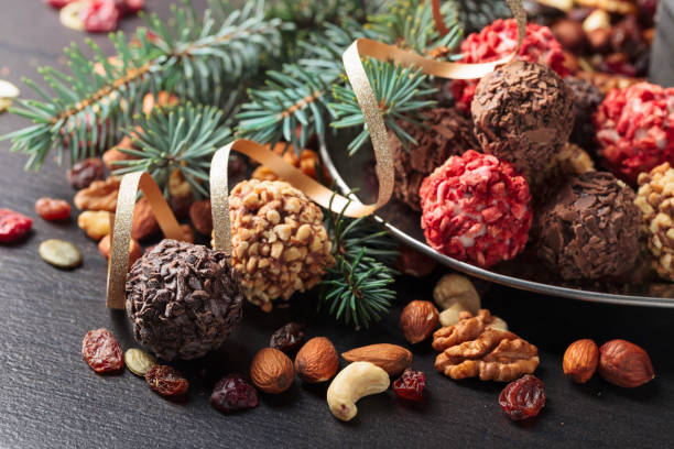 istock Homemade chocolate candy with nuts and dried fruits. 1347089815