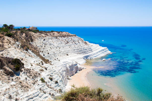 scala dei turchi, sicilia, italia - italy nobody mediterranean sea island foto e immagini stock