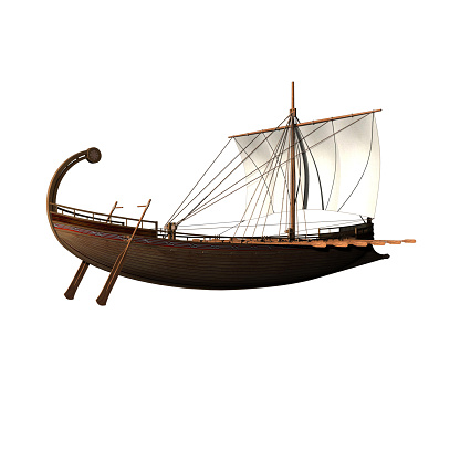 Illustration of An Ancient Greek ship isolated over white