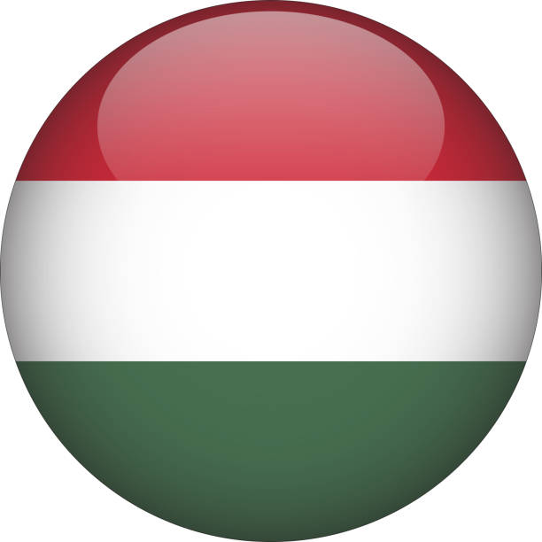 illustrazioni stock, clip art, cartoni animati e icone di tendenza di ungheria 3d arrotondato paese bandiera pulsante icona - hungarian flag