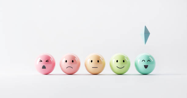 istock Choose emoji emoticons happy mood, evaluation, Increase rating, Customer experience, Satisfaction and best excellent services rating concept. 1347094298