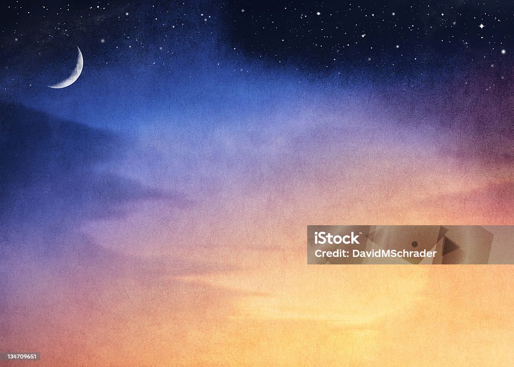 Crescent luna tramonto - Foto stock royalty-free di Luna