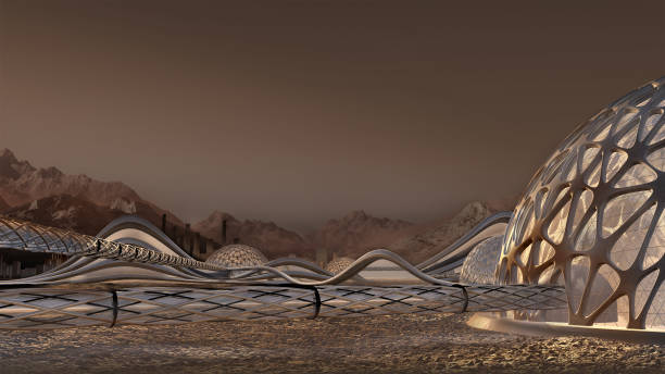 Mars futuristic architecture stock photo
