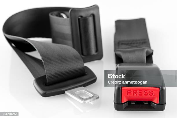 Seat Belt Isolated On A White Background Stock Photo - Download Image Now - Seat Belt, Horizontal, Motor Vehicle