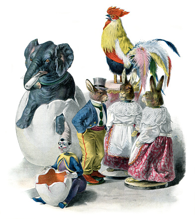 Circus fantasy with elephant and rabbits 1897
Original edition from my own
Source : Illustrierte Welt 1897