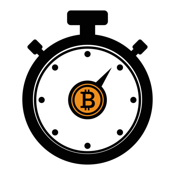 ilustrações, clipart, desenhos animados e ícones de pressão do tempo - bitcoin - ícone vetorial plano do cronômetro - waiting wasting time time business