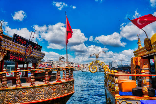 istanbul,turkey : 22 july 2021 istanbul bosphorus bridges and architectural works