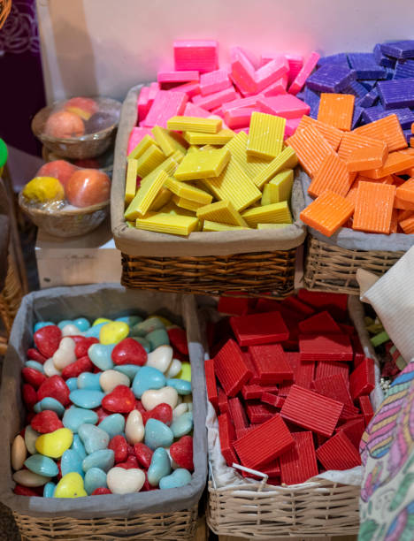 multicolored handmade organic bar of soap
