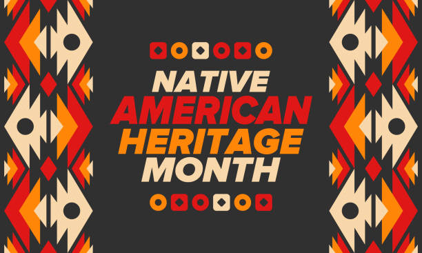 ilustrações, clipart, desenhos animados e ícones de mês da herança nativa americana em novembro. cultura indiana americana. celebre anualmente nos estados unidos. padrão de tradição. pôster, cartão, banner e fundo. ornamento vetorial, ilustração - north american tribal culture