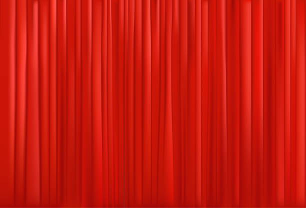 ilustrações, clipart, desenhos animados e ícones de cortina de cinema vermelho com dobras ilustração vetorial realista - red veil