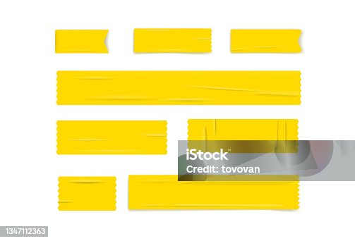 istock Paper glued yellow stickers vector set 1347112363