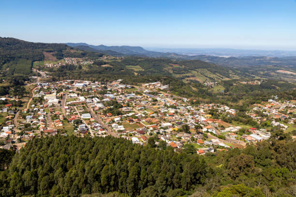 istock Village with houses and forest around 1347113899