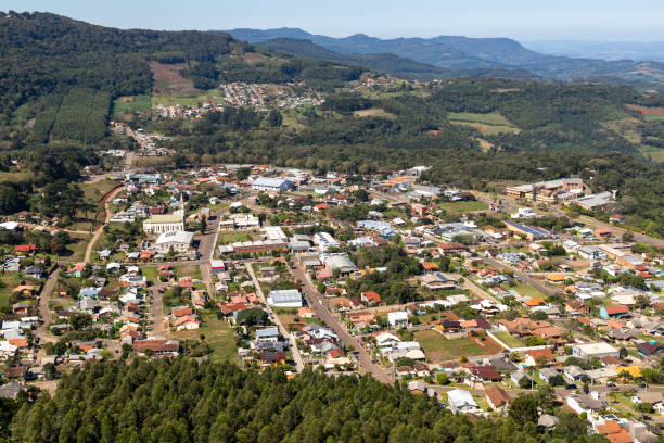 istock Village with houses and forest around 1347113948