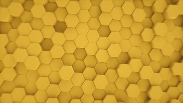 istock 3D Rendering of abstract yellow hexagon 1347116062