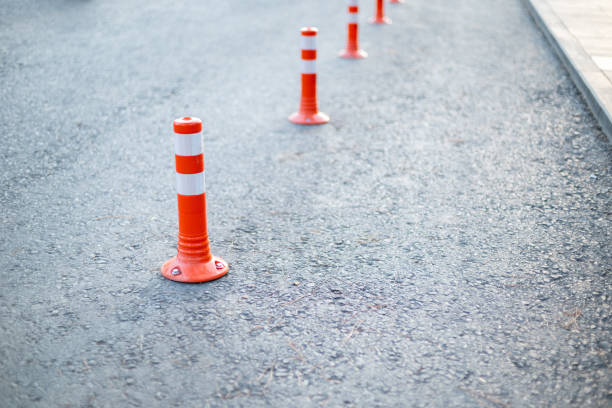 istock Traffic Cones (barge, pontoon) on Asphalt Vehicle Road 1347117898