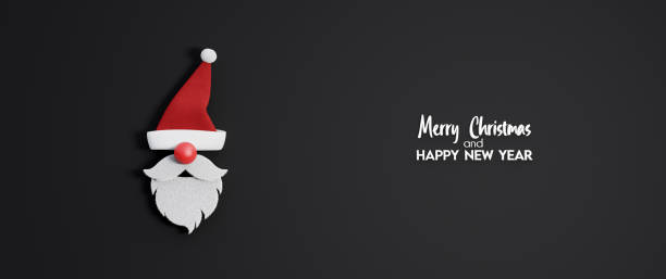 istock Santa Claus with red nose. Winter Holidays concept on black background 3d render 1347117995