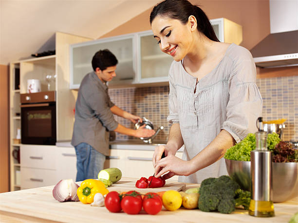 istock Young couple cooking in kitchen 134711800