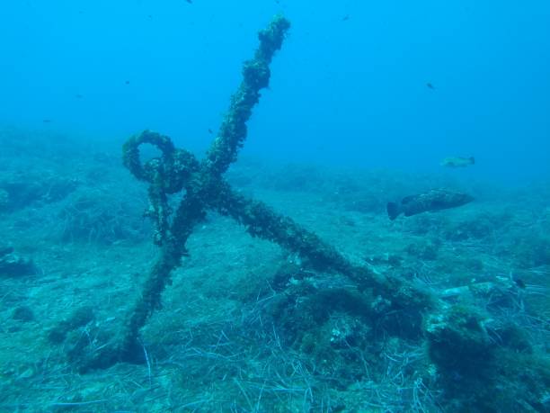 Mediterranean naval anchor stock photo