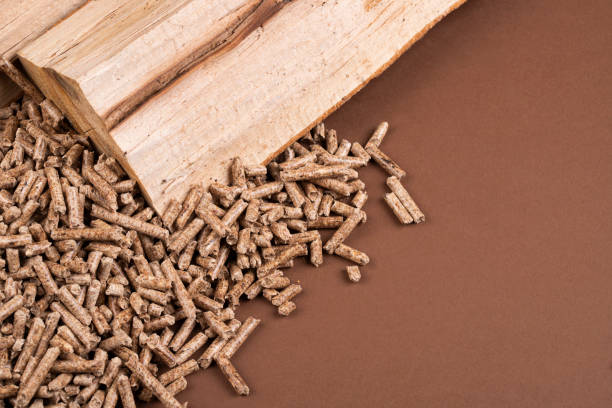 Wood pellets stock photo