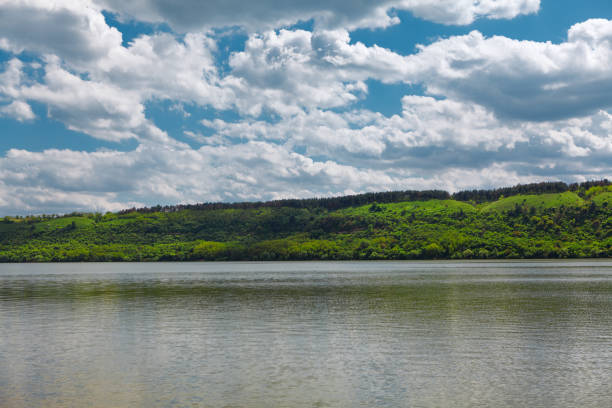 istock Low clouds over the coastal hill 1347122353