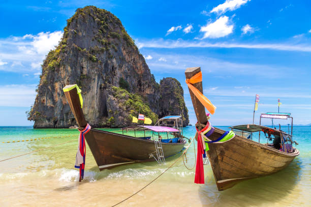 istock Boat at Phra Nang Beach in  Thailand 1347125075