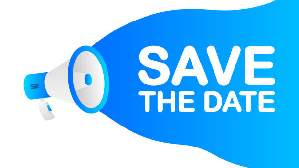 istock Save the Date banner template. Marketing flyer with megaphone. Template for retail promotion and announcement. Vector illustration. 1347126990