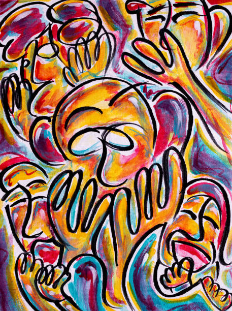 istock Abstract painting of people showing intense emotions 1347127806