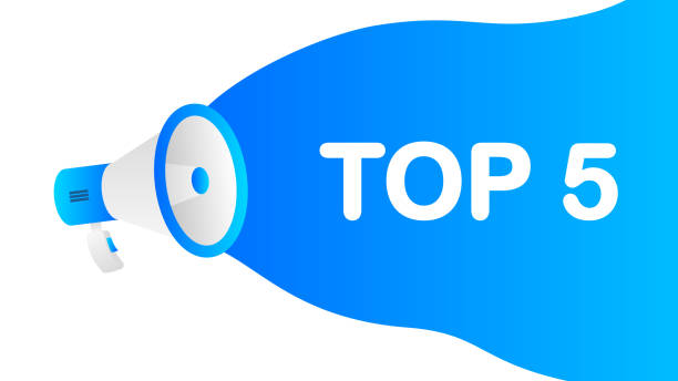 istock TOP 5 banner template. Marketing flyer with megaphone. Template for retail promotion and announcement. Vector illustration. 1347132107