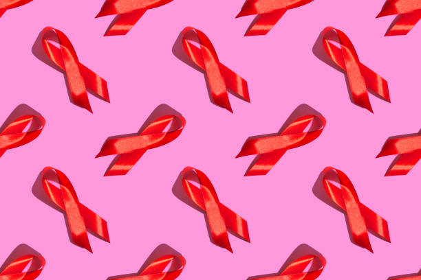 World AIDS Day. Seamless pattern on a pink background. AIDS awareness concept. December 1.
