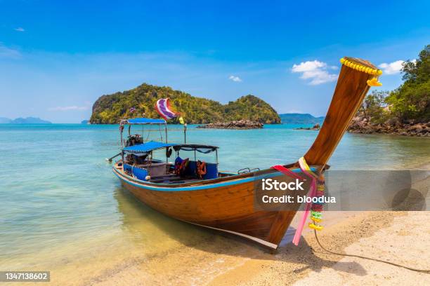 Thai Traditional Longtail Boat Stock Photo - Download Image Now - Ko Muk, Koh Tao - Thailand, Thailand