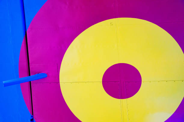 Concentric circles on the underside of a historic plane wing