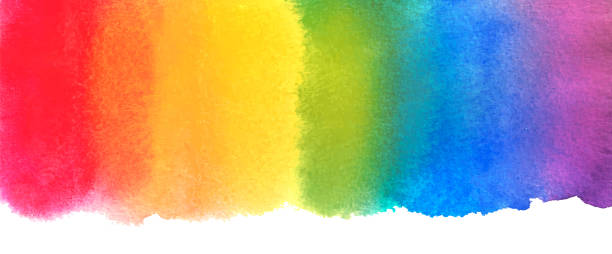 istock Watercolor rainbow abstract painting background. Hand drawn artwork, paper texture. Red, orange, yellow, green, blue, indigo, violet, purple colors 1347146659
