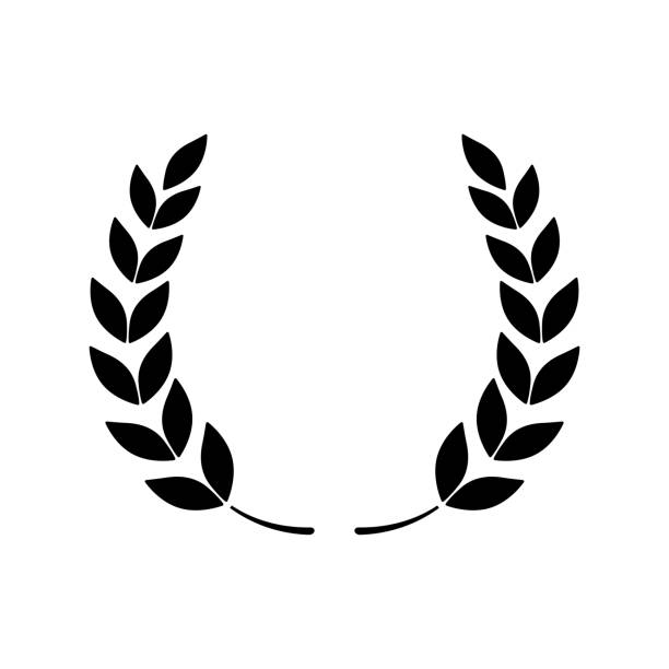 ilustrações de stock, clip art, desenhos animados e ícones de laurel wreath - symbol of victory and power flat vector icon for apps and websites - bay wreath