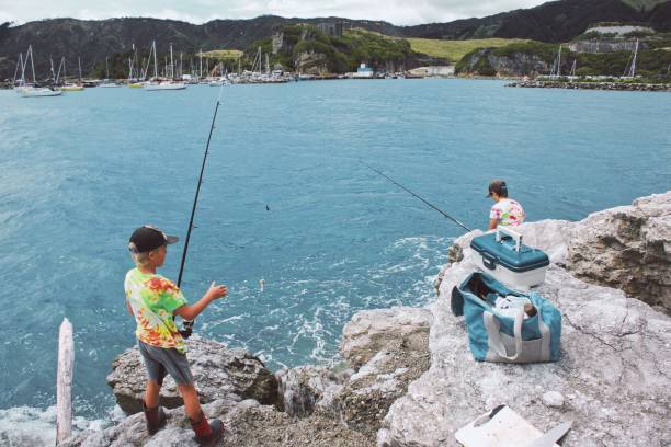 istock Children Fishing on Coastal Rocks 1347149206
